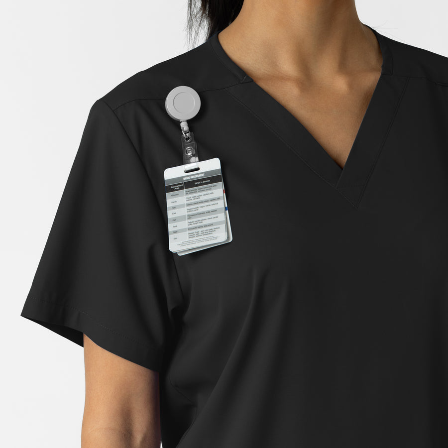 Boundless Unisex V-Neck Scrub Top - Black badge loop 1