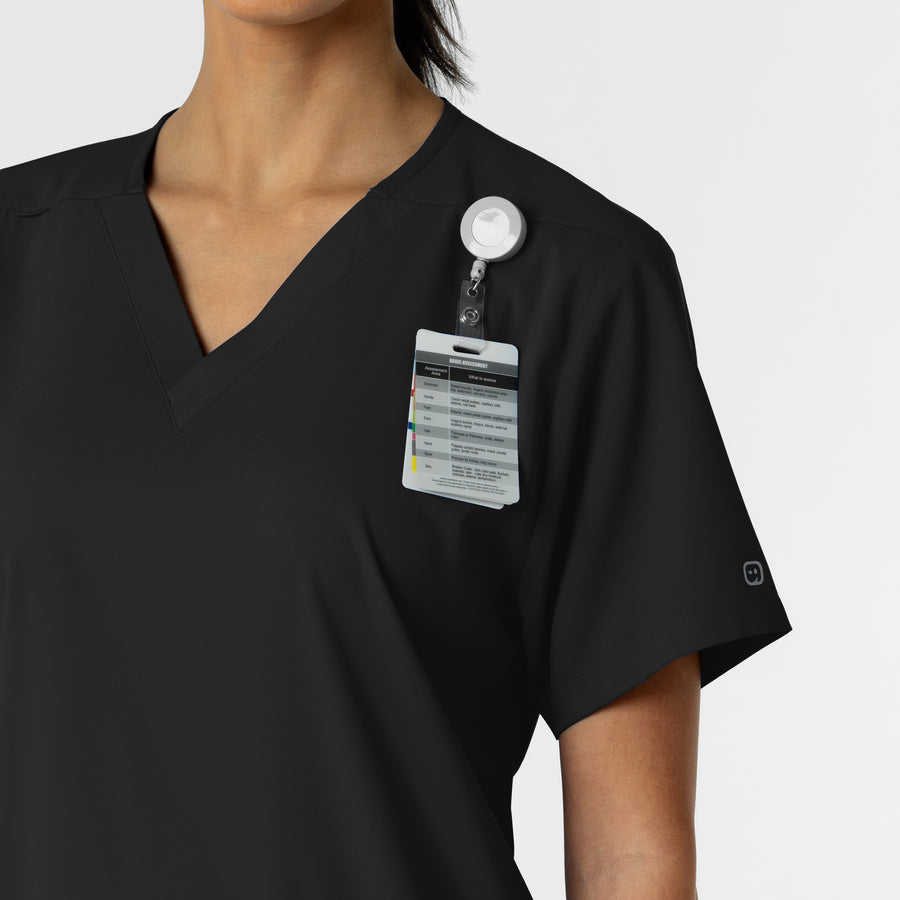 Boundless Unisex V-Neck Scrub Top - Black badge loop 2
