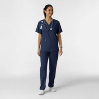 Boundless Unisex V-Neck Scrub Top - Navy full scrub set