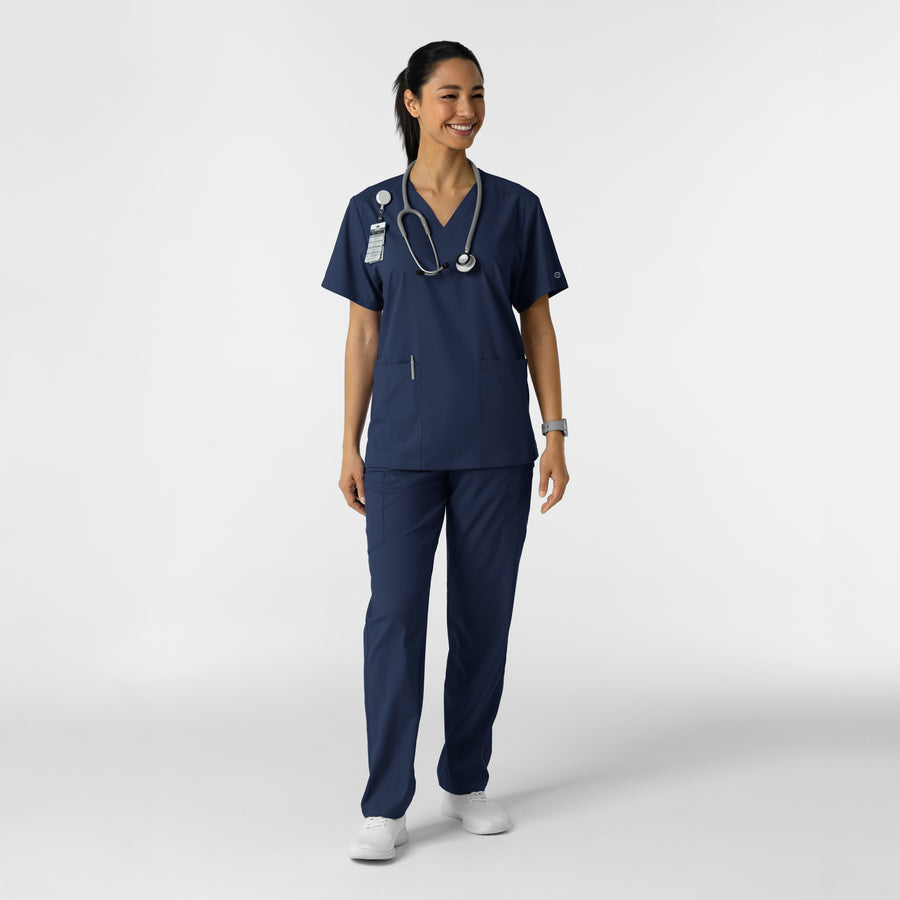 Boundless Unisex V-Neck Scrub Top - Navy full scrub set