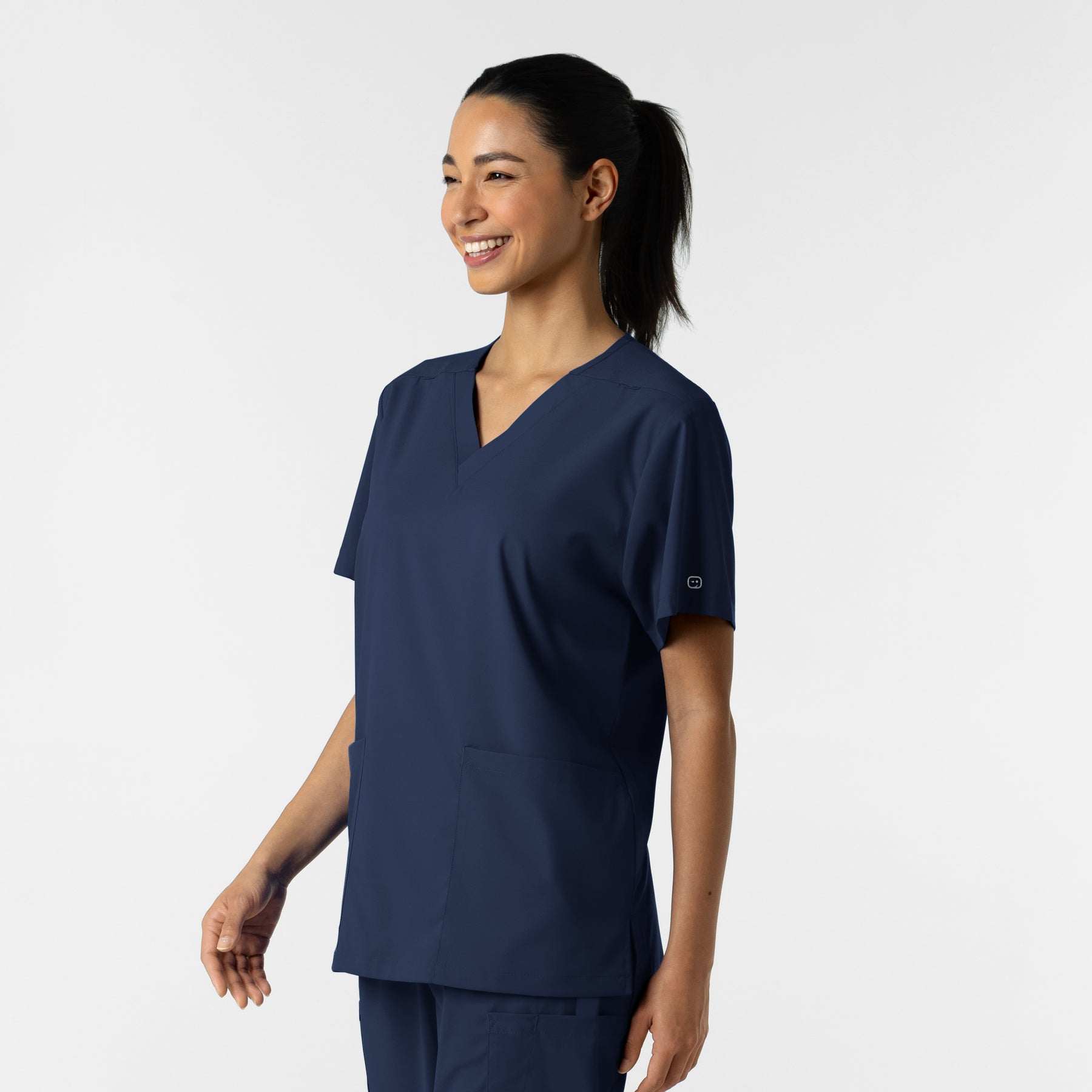 Boundless Unisex V-Neck Scrub Top - Navy side view