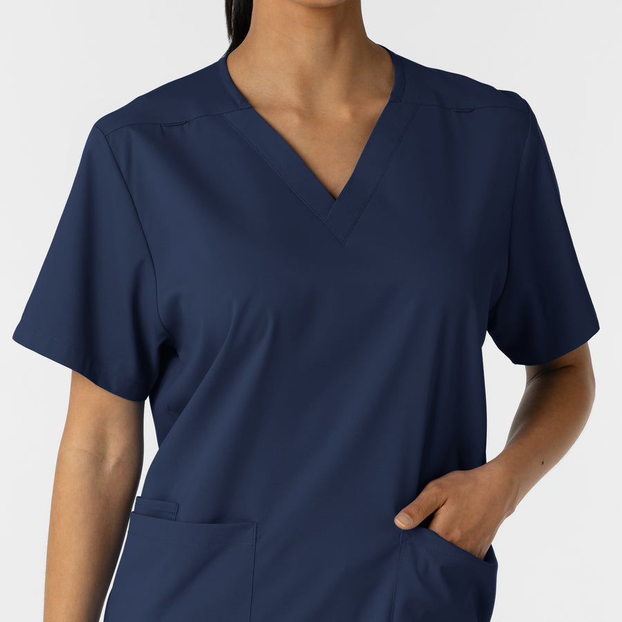 Boundless Unisex V-Neck Scrub Top - Navy neckline