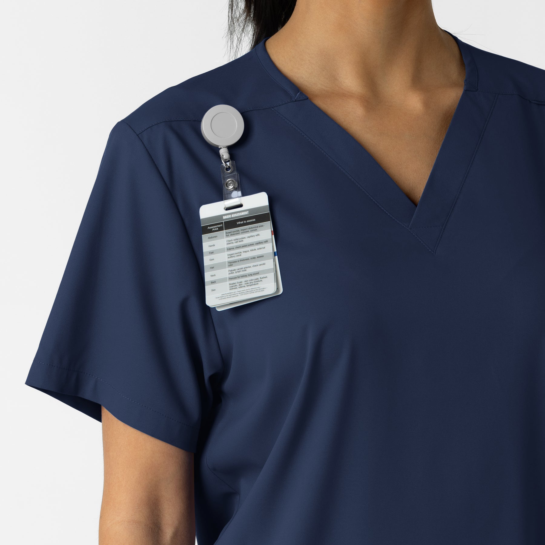Boundless Unisex V-Neck Scrub Top - Navy badge loop 1
