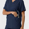 Boundless Unisex V-Neck Scrub Top - Navy front pocket