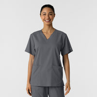 Boundless Unisex V-Neck Scrub Top - Pewter