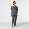 Boundless Unisex V-Neck Scrub Top - Pewter full scrub set
