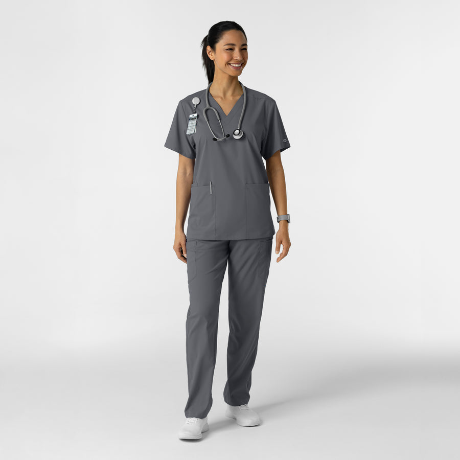 Boundless Unisex V-Neck Scrub Top - Pewter full scrub set