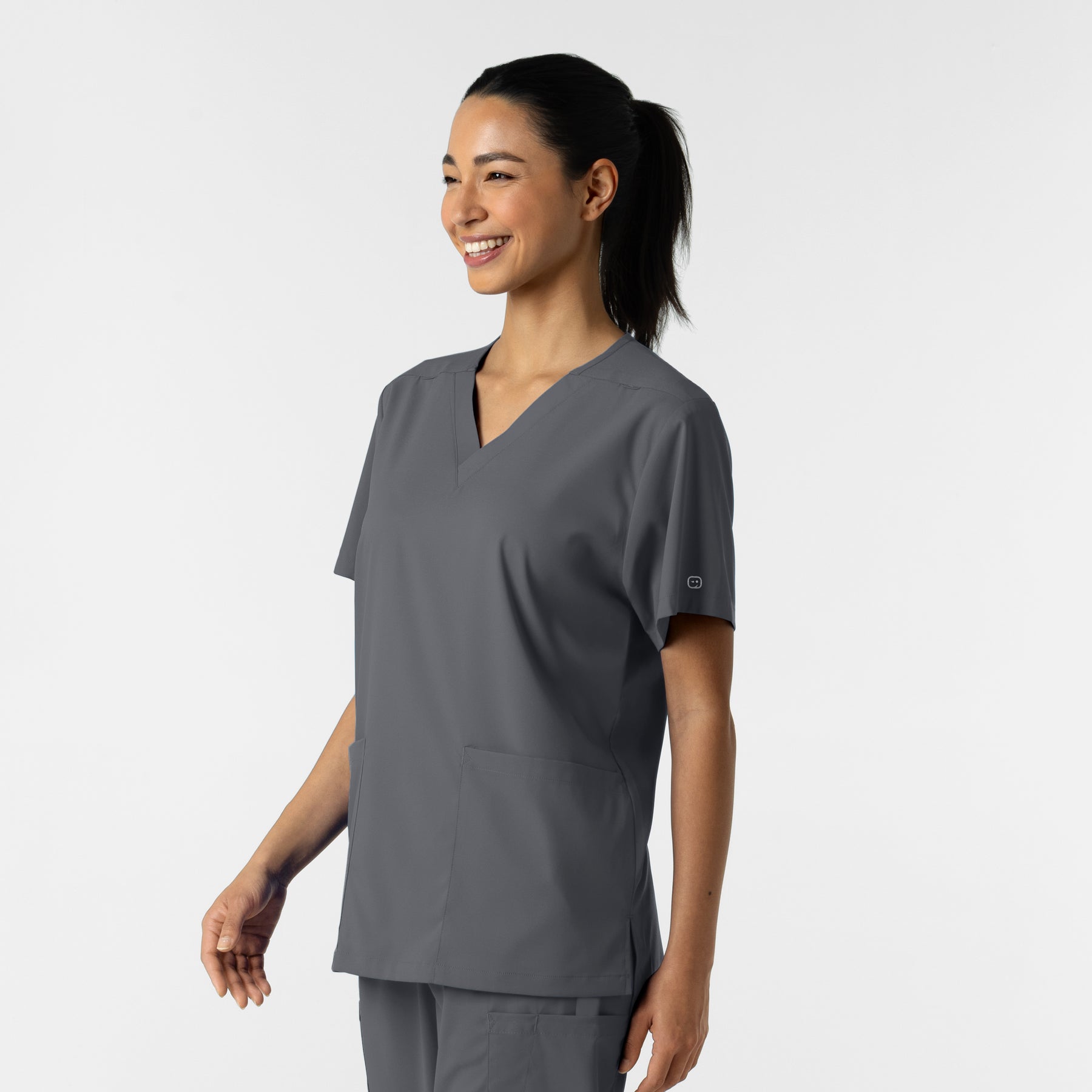 Boundless Unisex V-Neck Scrub Top - Pewter side view