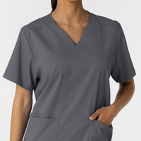 Boundless Unisex V-Neck Scrub Top - Pewter neckline