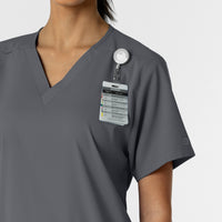Boundless Unisex V-Neck Scrub Top - Pewter badge loop 2
