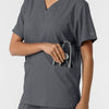 Boundless Unisex V-Neck Scrub Top - Pewter front pocket