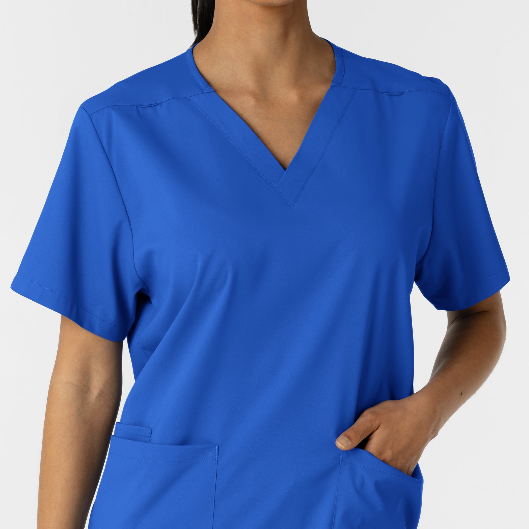 Boundless Unisex V-Neck Scrub Top - Royal neckline