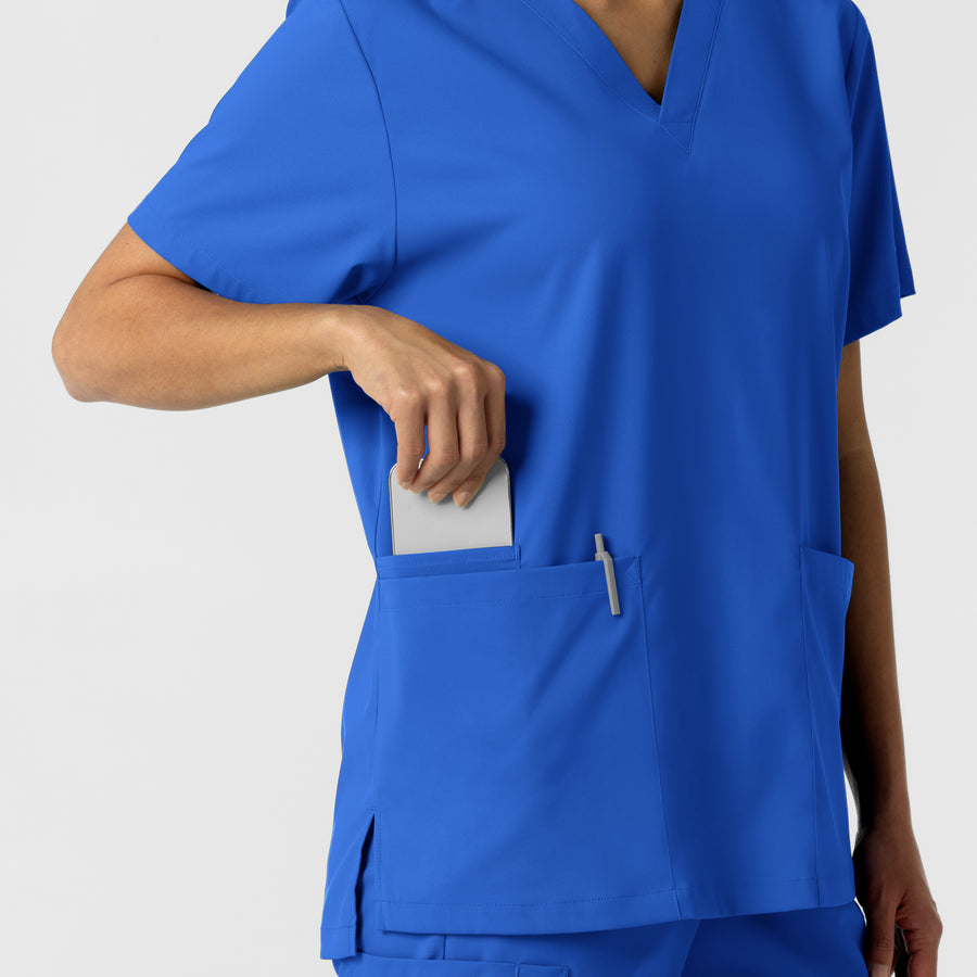 Boundless Unisex V-Neck Scrub Top - Royal cellphone pocket
