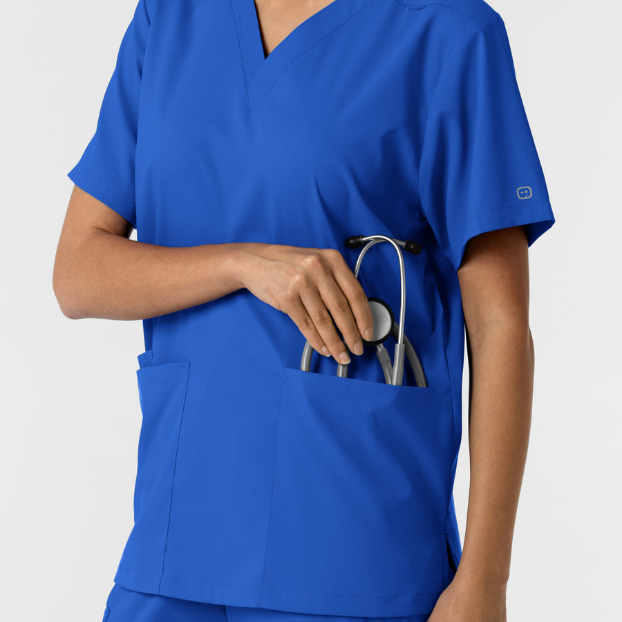 Boundless Unisex V-Neck Scrub Top - Royal front pocket