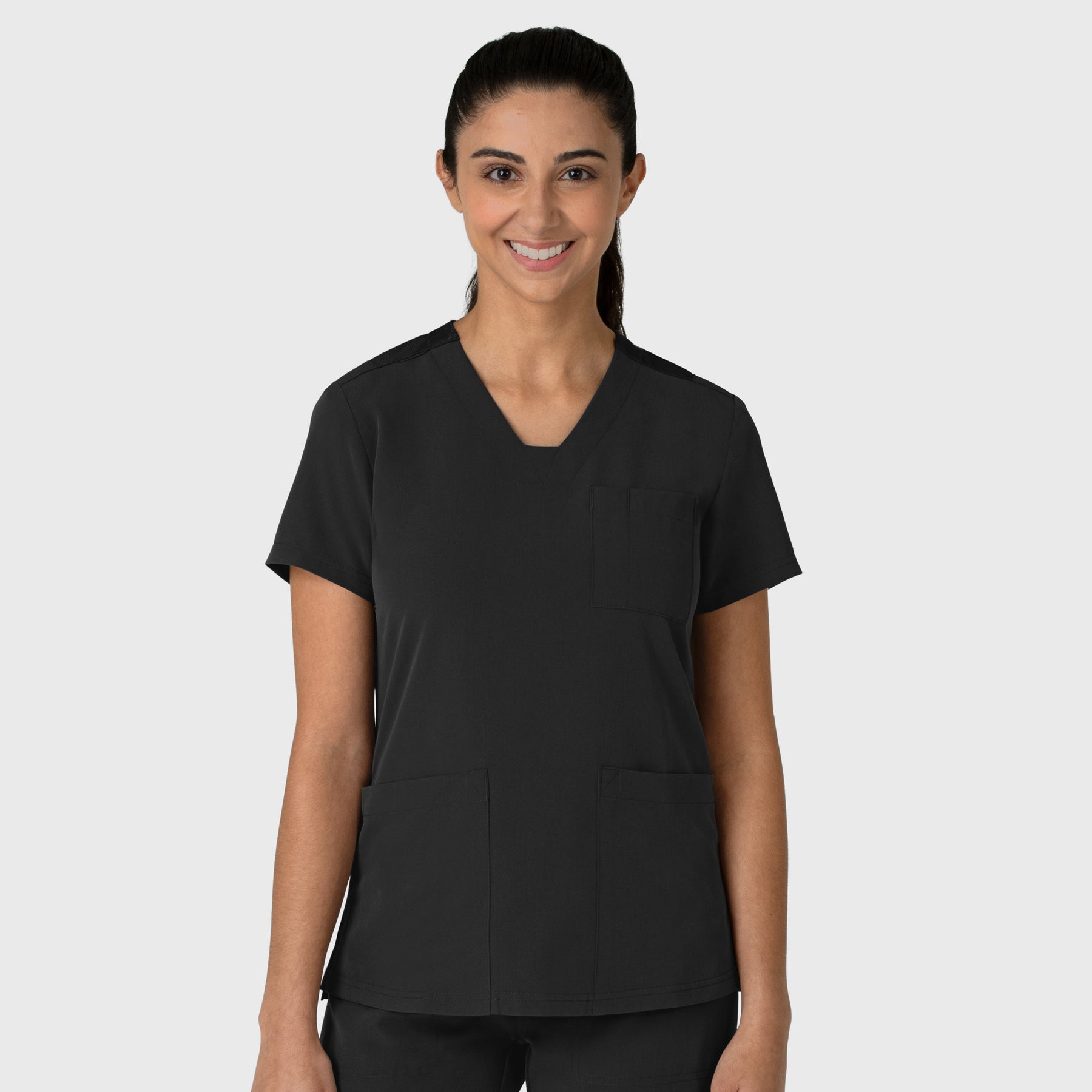 Nova Women's Flex-n-Reach V-Neck Scrub Top Black