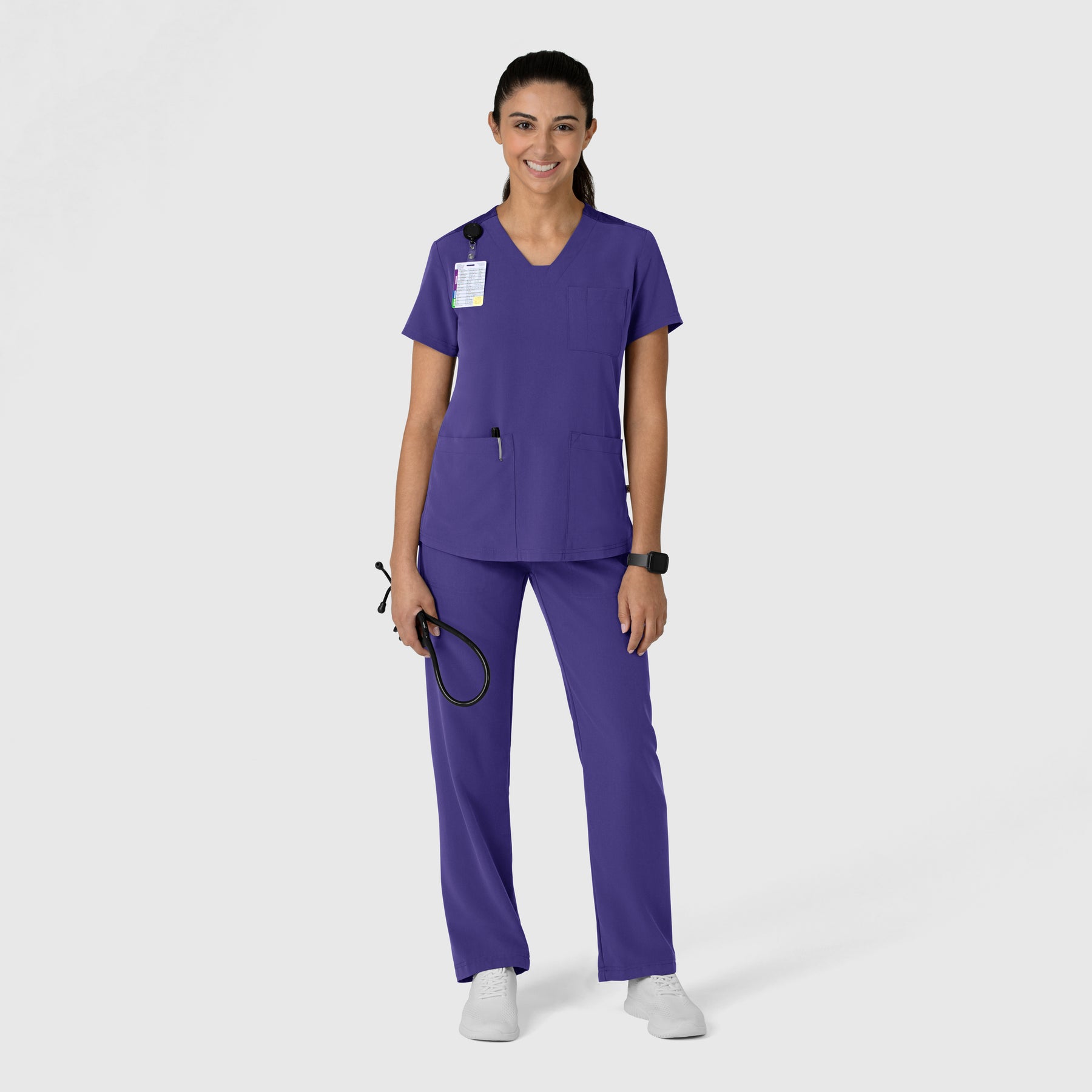Nova Women's Flex-n-Reach V-Neck Scrub Top Grape full scrub set