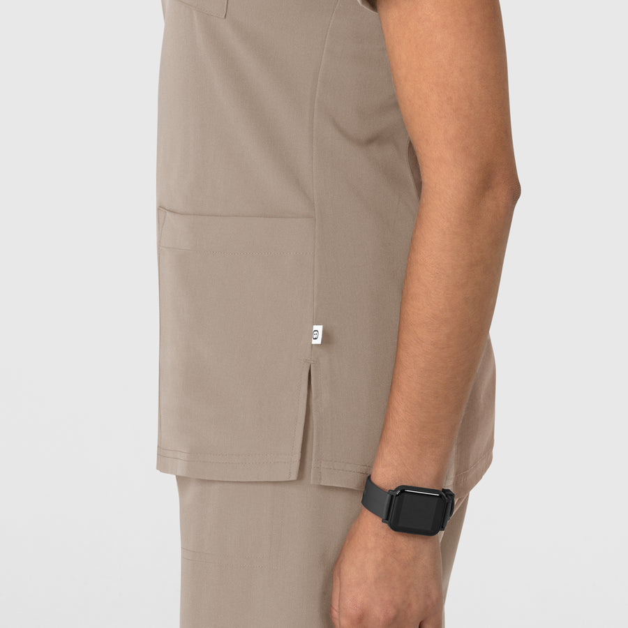 Nova Women's Flex-n-Reach V-Neck Scrub Top Haze hemline detail