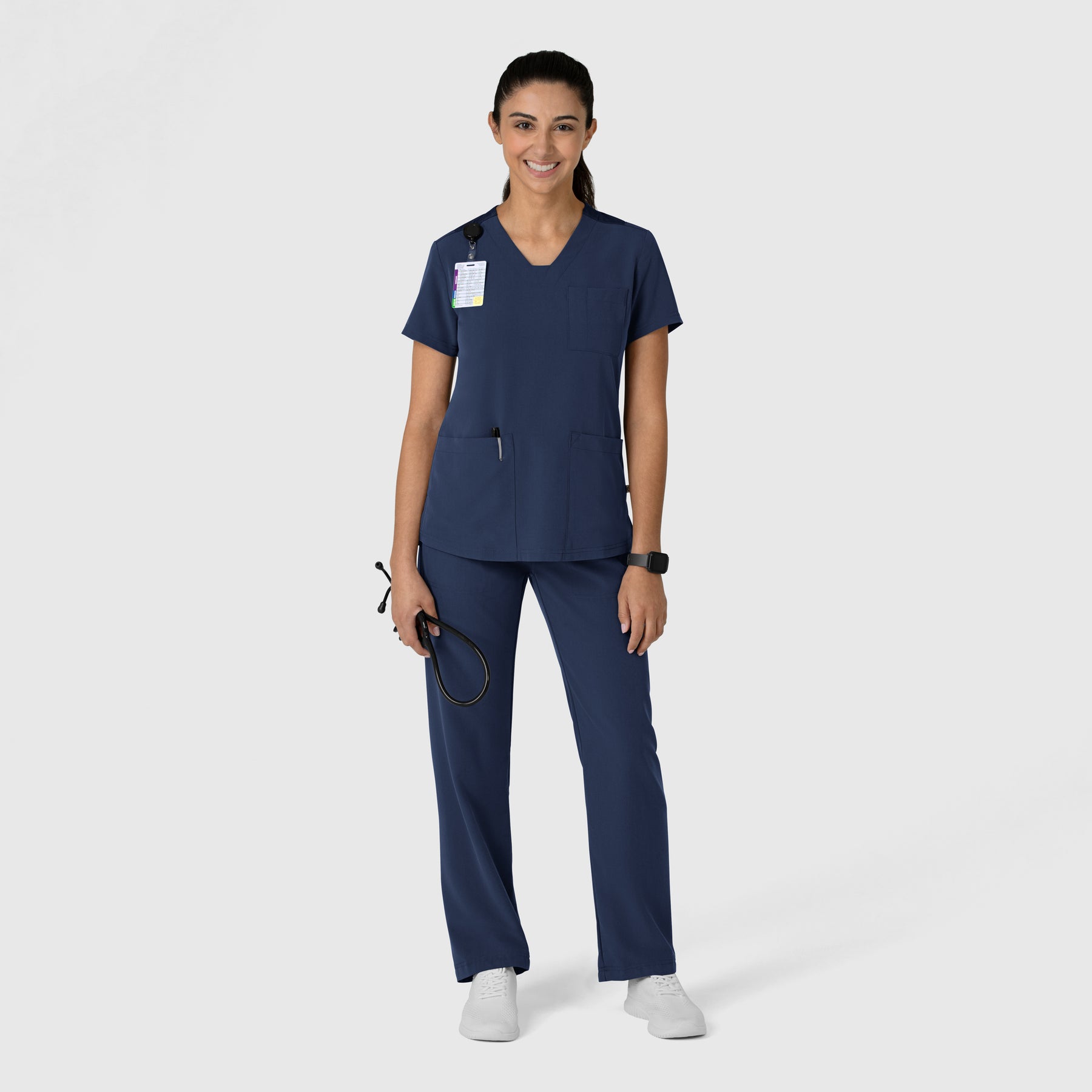 Nova Women's Flex-n-Reach V-Neck Scrub Top Navy full scrub set