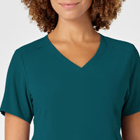 RENEW Women's V-Neck Scrub Top Caribbean Blue front detail