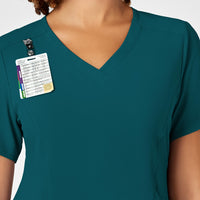 RENEW Women's V-Neck Scrub Top Caribbean Blue side detail 1