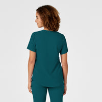 RENEW Women's V-Neck Scrub Top Caribbean Blue back view