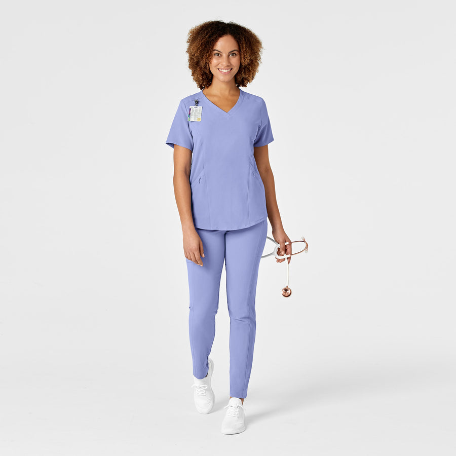 RENEW Women's V-Neck Scrub Top Ceil Blue full scrub set