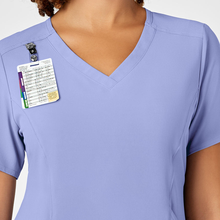 RENEW Women's V-Neck Scrub Top Ceil Blue side detail 1