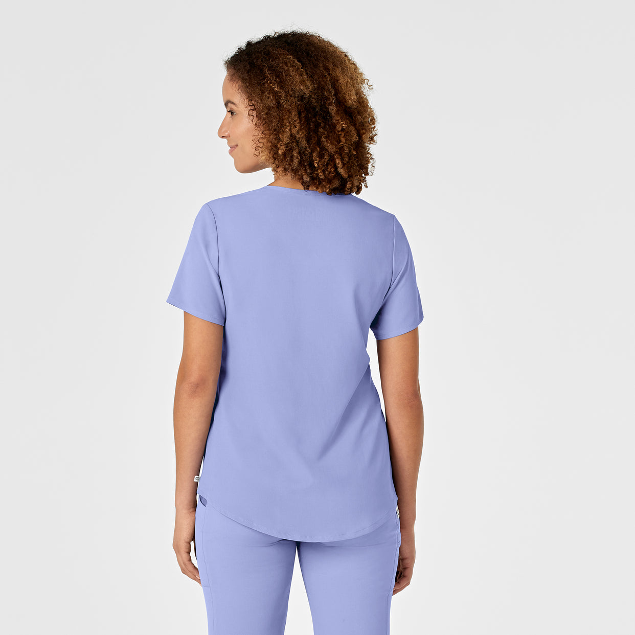 RENEW Women's V-Neck Scrub Top Ceil Blue back view