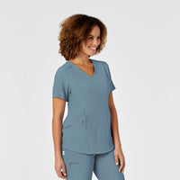 RENEW Women's V-Neck Scrub Top Elemental Blue side view