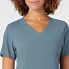 RENEW Women's V-Neck Scrub Top Elemental Blue front detail