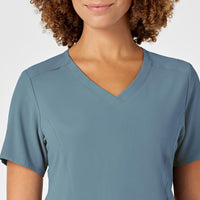 RENEW Women's V-Neck Scrub Top Elemental Blue front detail