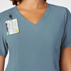 RENEW Women's V-Neck Scrub Top Elemental Blue side detail 1