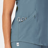 RENEW Women's V-Neck Scrub Top Elemental Blue hemline detail