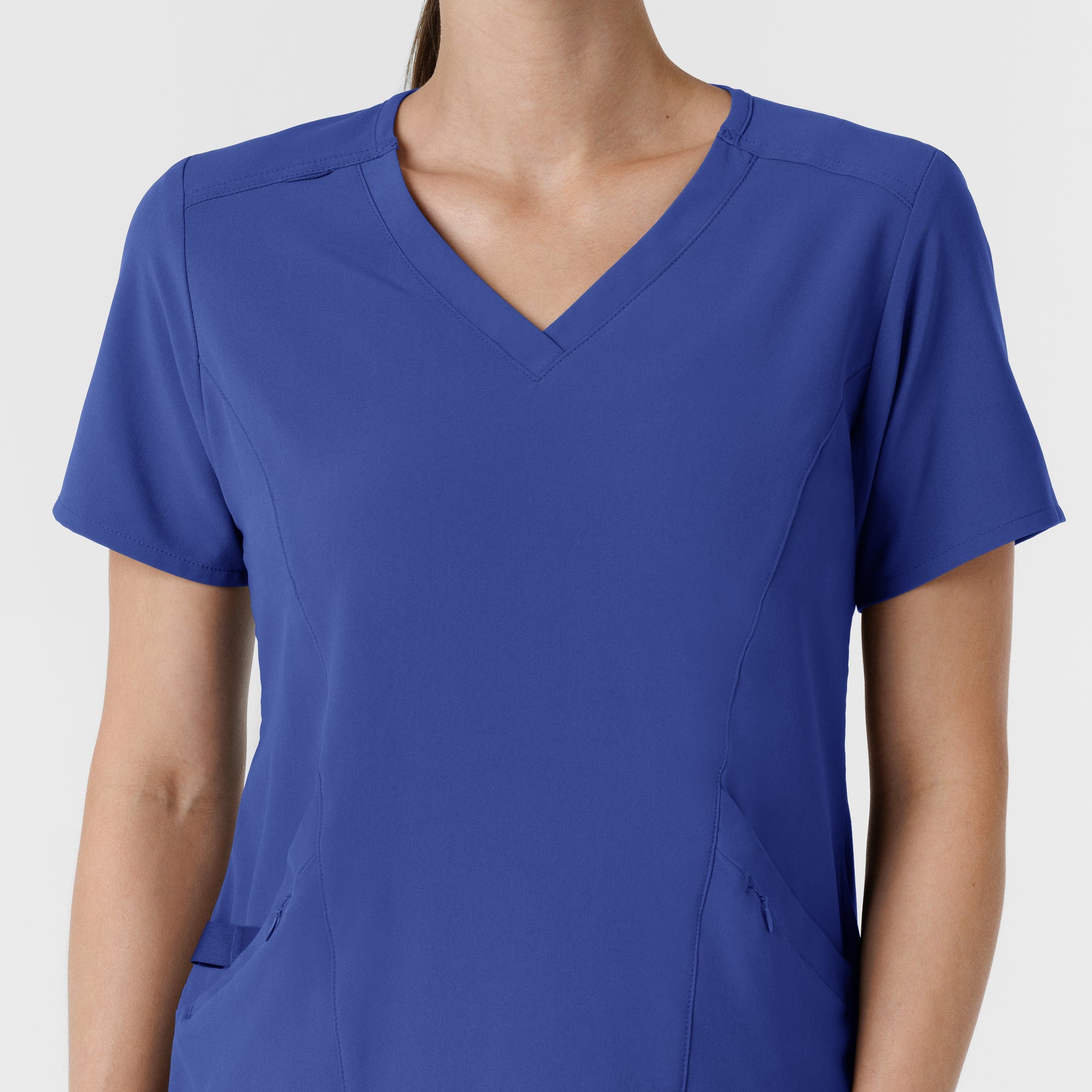 RENEW Women's V-Neck Scrub Top - Galaxy Blue neckline