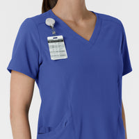 RENEW Women's V-Neck Scrub Top - Galaxy Blue badge loop