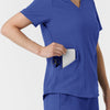 RENEW Women's V-Neck Scrub Top - Galaxy Blue zip pocket