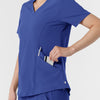 RENEW Women's V-Neck Scrub Top - Galaxy Blue double front pocket