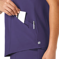 RENEW Women's V-Neck Scrub Top Grape side detail 2