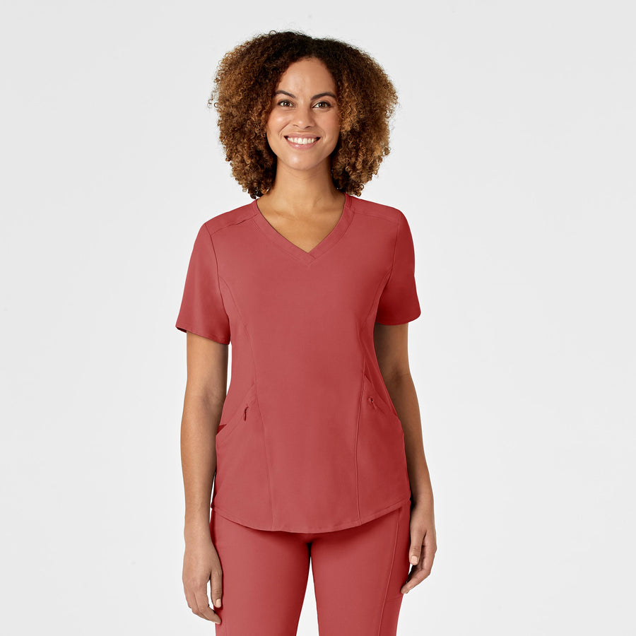 RENEW Women's V-Neck Scrub Top - Mineral Red