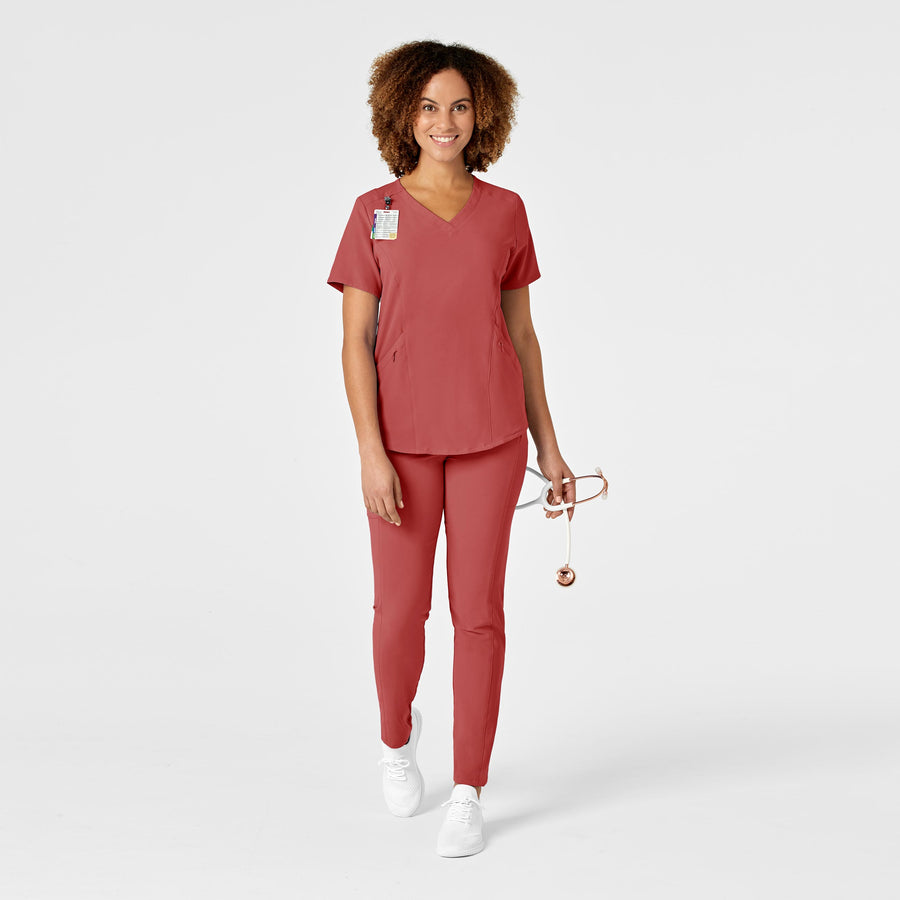 RENEW Women's V-Neck Scrub Top - Mineral Red scrub set