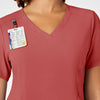 RENEW Women's V-Neck Scrub Top - Mineral Red bade loop