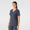 RENEW Women's V-Neck Scrub Top Navy Heather side view