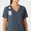 RENEW Women's V-Neck Scrub Top Navy Heather front detail