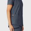 RENEW Women's V-Neck Scrub Top Navy Heather side detail 2