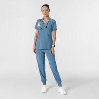 RENEW Women's V-Neck Scrub Top - Pacific Blue scrub set