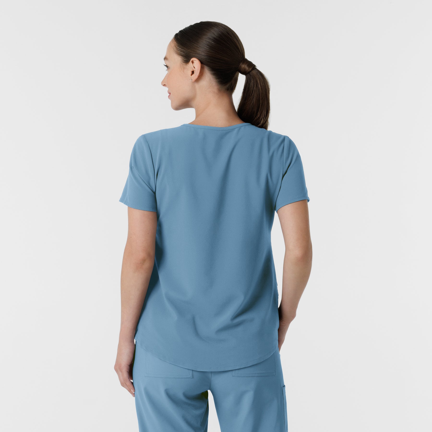RENEW Women's V-Neck Scrub Top - Pacific Blue back