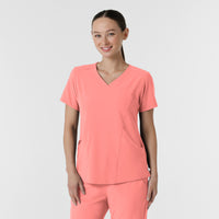 RENEW Women's V-Neck Scrub Top - Paradise Pink side view