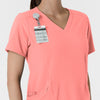 RENEW Women's V-Neck Scrub Top - Paradise Pink badge loop