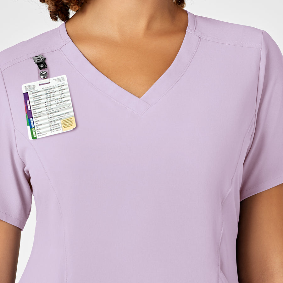 RENEW Women's V-Neck Scrub Top Pastel Lilac badge loop
