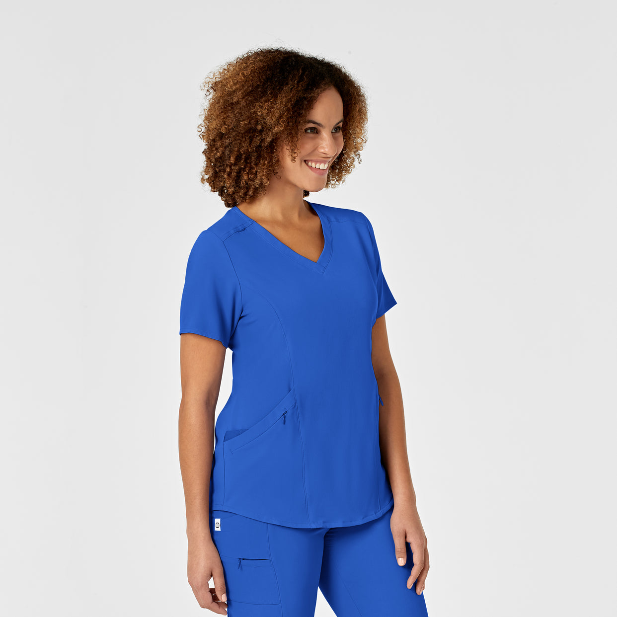 RENEW Women's V-Neck Scrub Top Royal side view